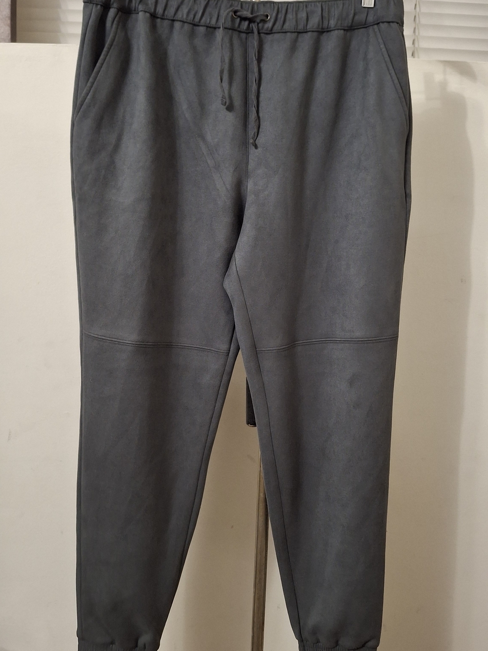Ricki's Women's Faux Suede Jogger Pants with Drawstring – Charcoal / Dark Grey